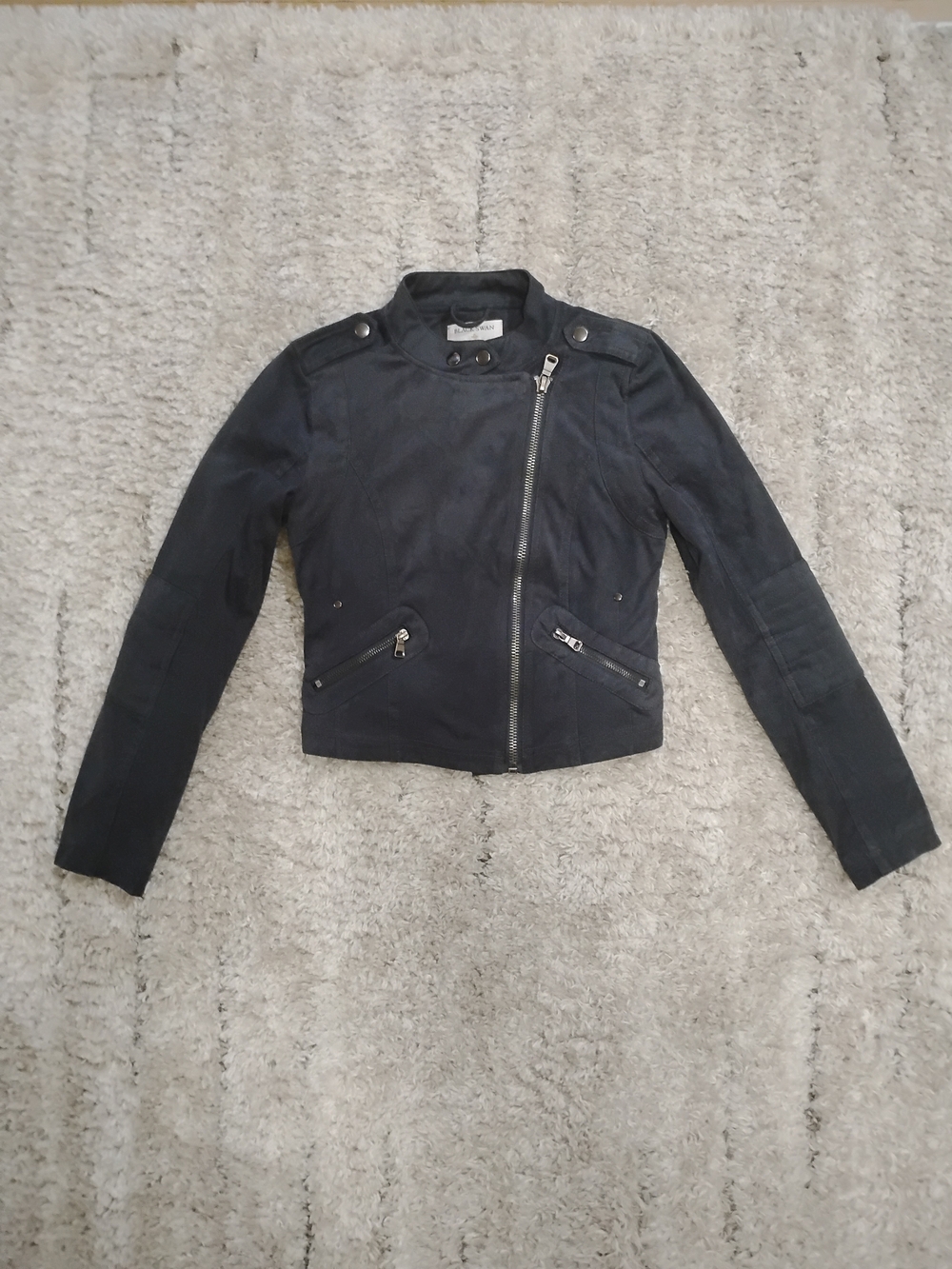 Black Swan Cropped Moto Jacket